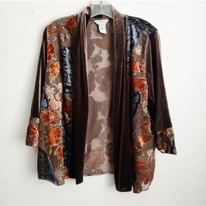 Multiples Kimono Women's Brown Burnout Peacock